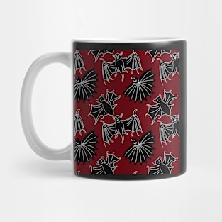 Red Goth Medieval Art Bats Mug
